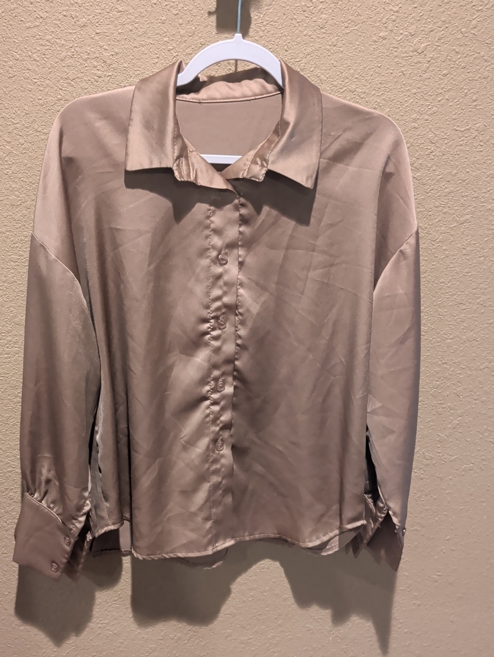 Womens Button-Down Shirt in Taupe